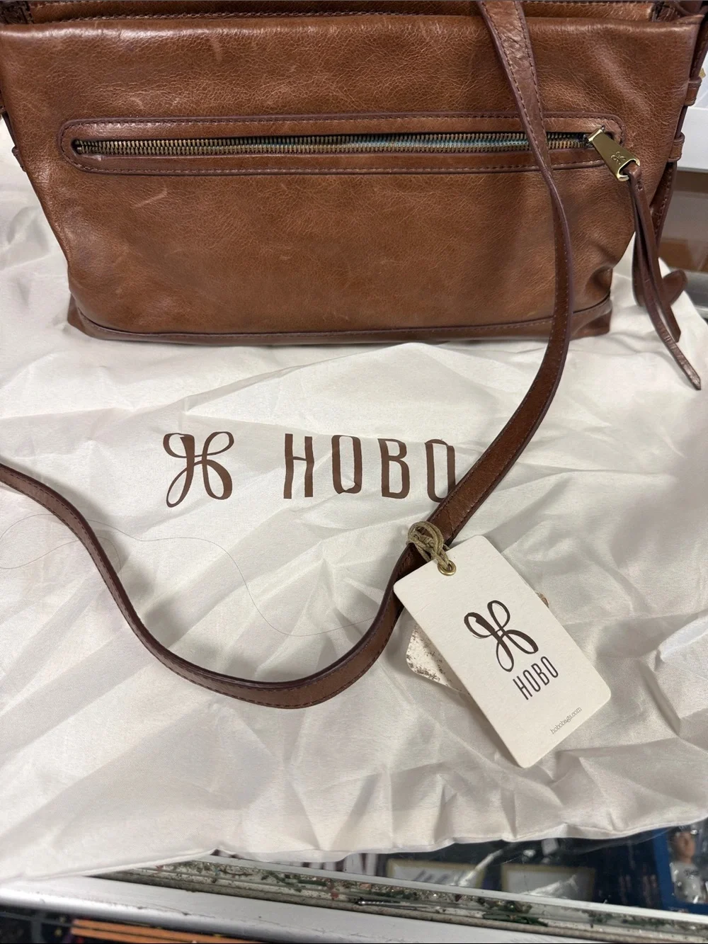 HOBO Cognac Brown Leather Shoulder / Crossbody Hobo Bag